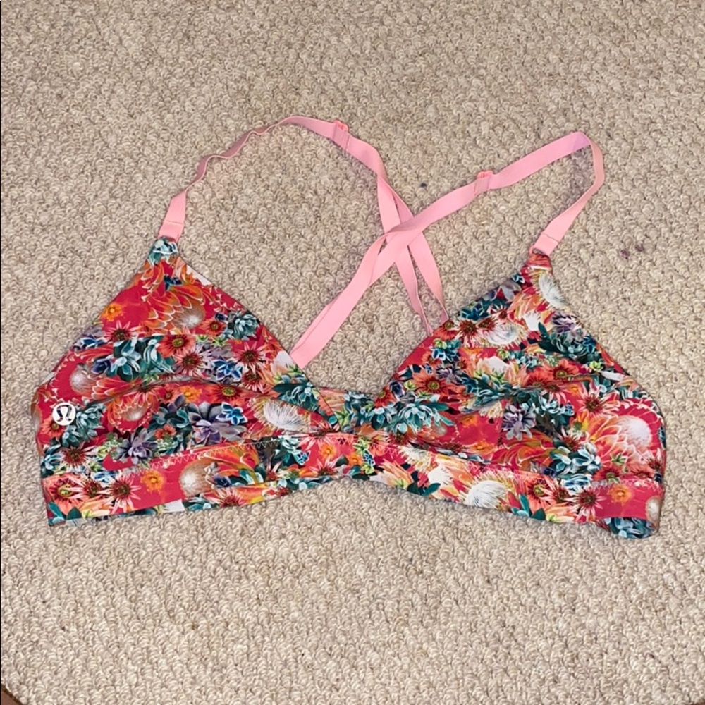 Lululemon pink floral swim top size 6/8